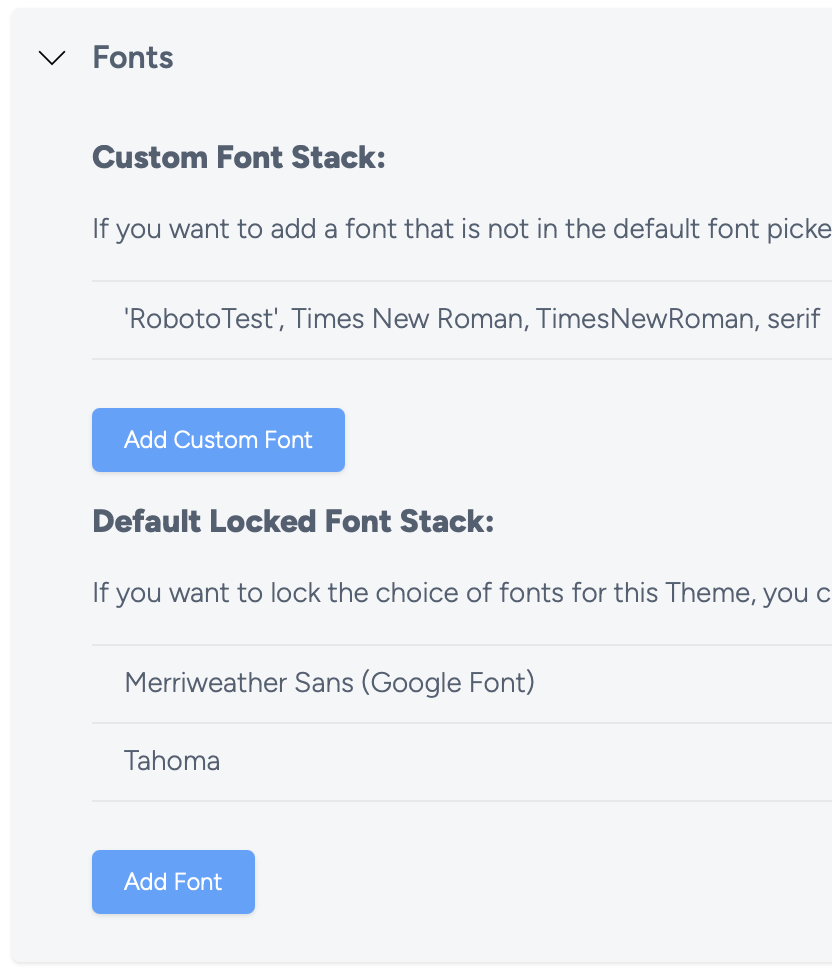 Placeholder: Lock Font Selection Option in Theme Settings